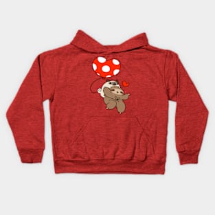 Heart Ballon Pug and Sloth Kids Hoodie